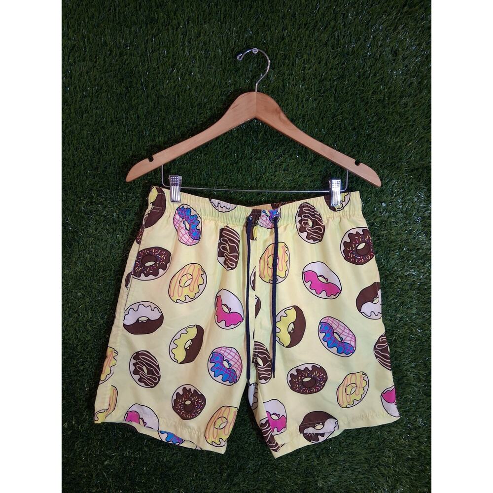 U.S. Surf Club Hawaii Men’s Swim Trunks Size M Donuts Print Board Shorts Yellow